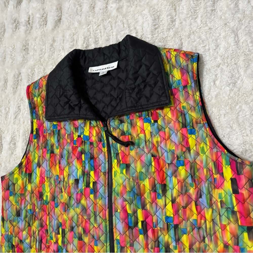 CAROLINE ROSE Women’s Colorful Quilted Vest - Picture 3 of 12
